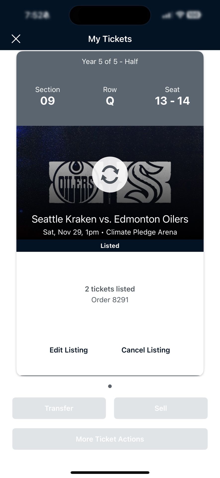 Kraken Vs Oilers (11/29)