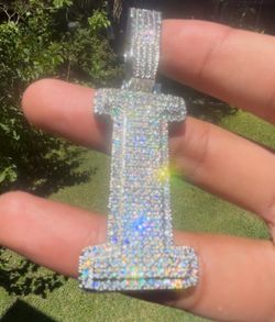 VVS Moissanite Bust Down Initial Pendant PASSES DIAMOND TESTER (FREE CHAIN + FREE SHIPPING) A-Z💎