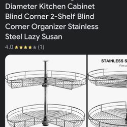 VEVOR Kidney Shaped Chrome Corner Organizer Diameter Kitchen Cabinet Blind Corner 2-Shelf Blind Corner Organizer Stainless Steel Lazy Susan