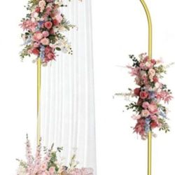 6 FT Wedding Arch Backdrop Stand, Gold Metal Arch Stand for Wedding Ceremony, Birthday Party, Baby Shower, Graduation, Floral Balloon Decoration