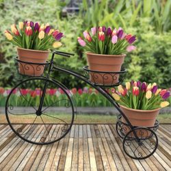 Brand New Tricycle Plant Stand - Flower Pot Cart Holder - Parisian Style, Garden, Porch, Pool