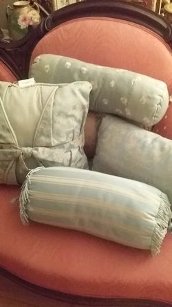 Sofa pillows blue and cream