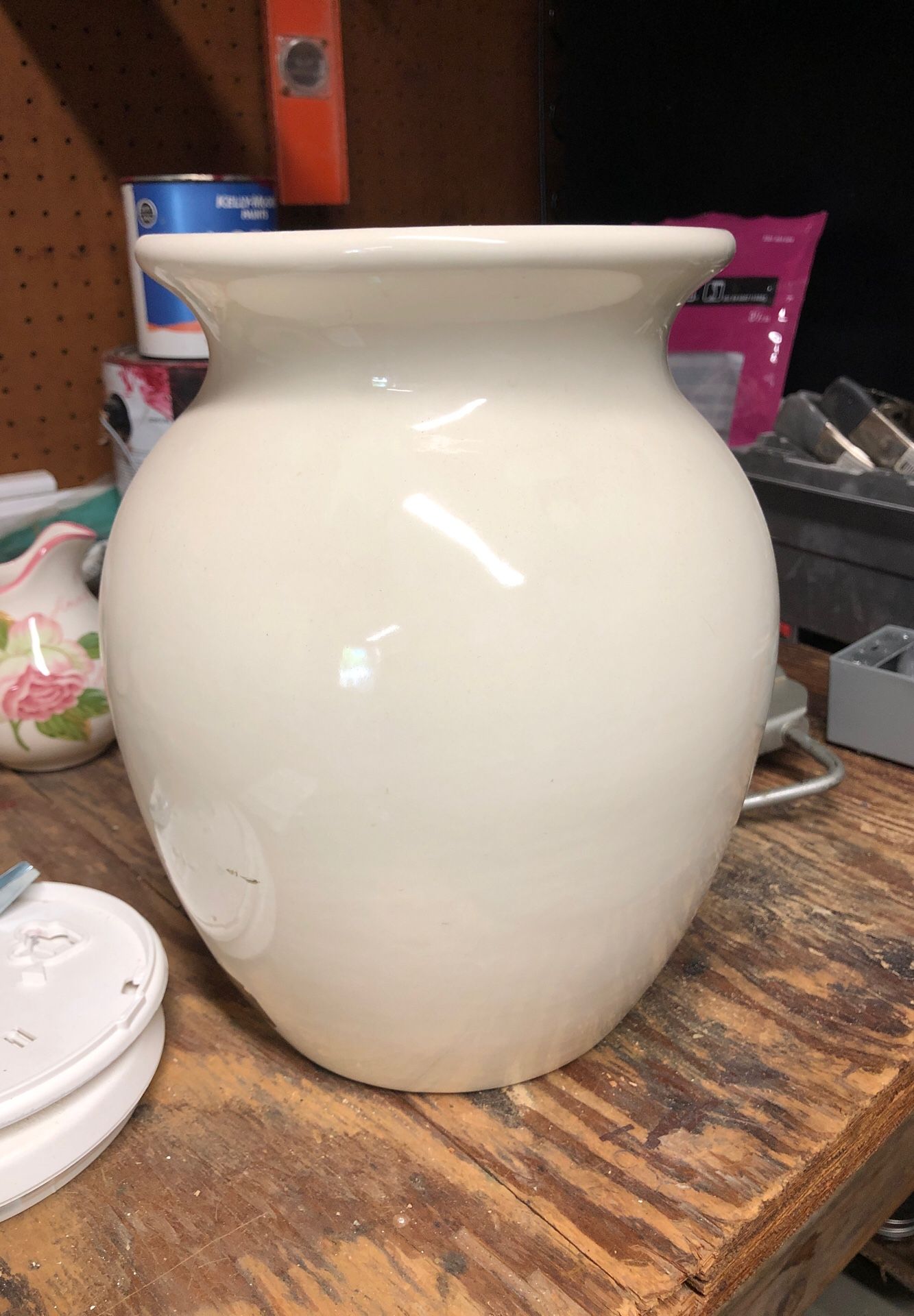 White flower vase