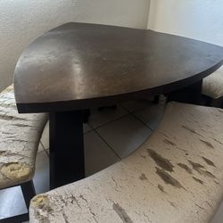 Unique Triangle Shaped Table With Curved Benches 