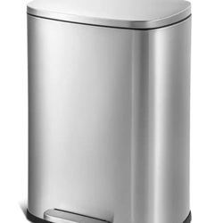 13 Gal. Stainless Steel Kitchen Trashcan, Step-on, Rectangle
