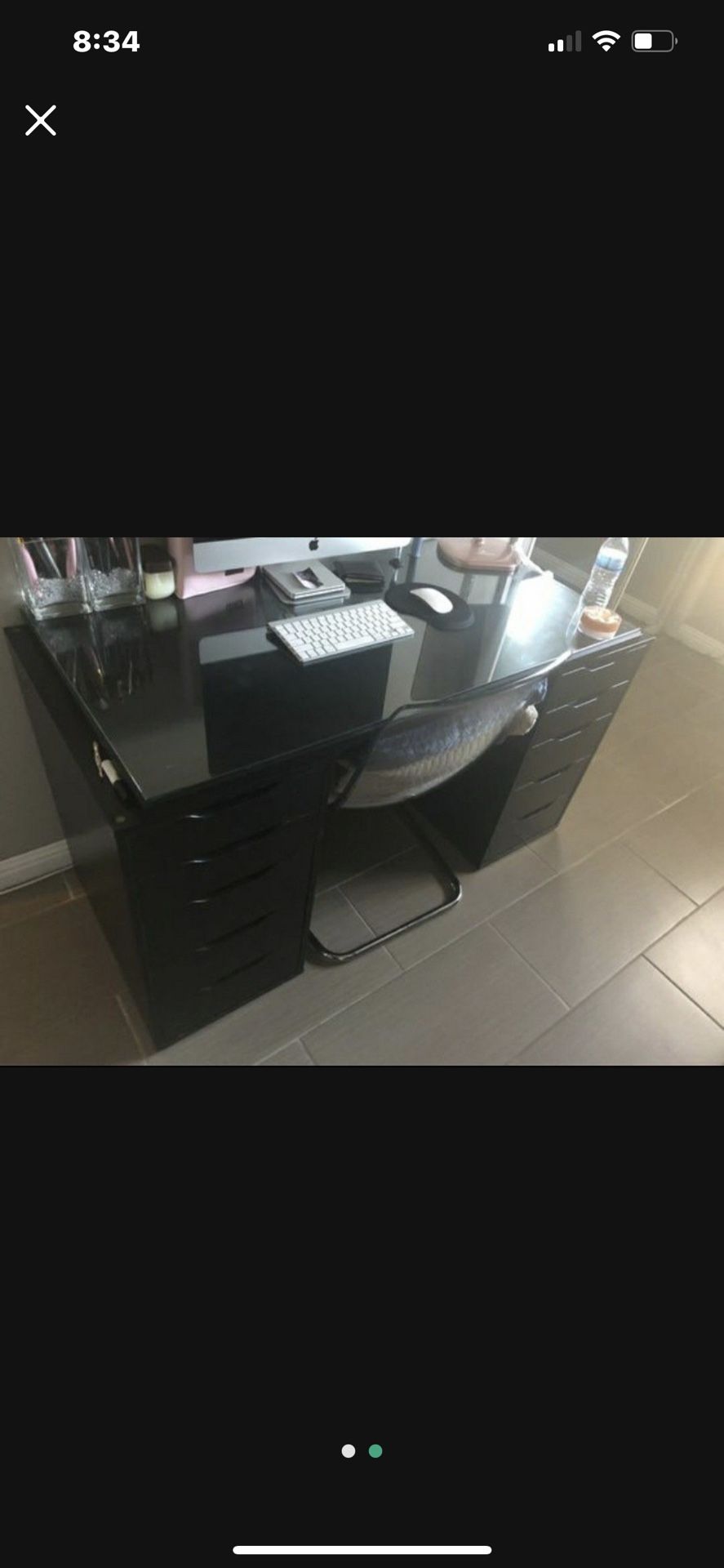 Vanity Desk With Glass Top OBO