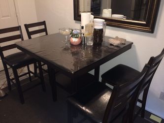 Black leather kitchen dinning table