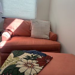 Coral Pink Large Chair Fold Out Twin Bed