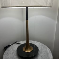 Mid-century brass and marble table lamp