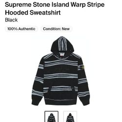 Supreme Stone Island Warp Stripe Hooded Sweatshirt Size Medium