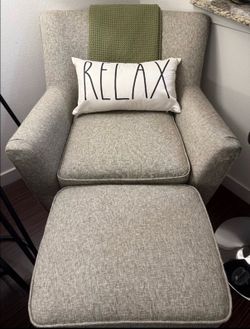 Gray Armchair & Ottoman