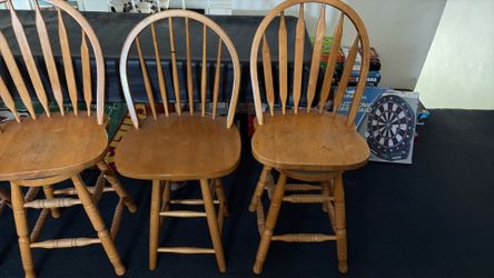 6 Wooden Swivel Chairs