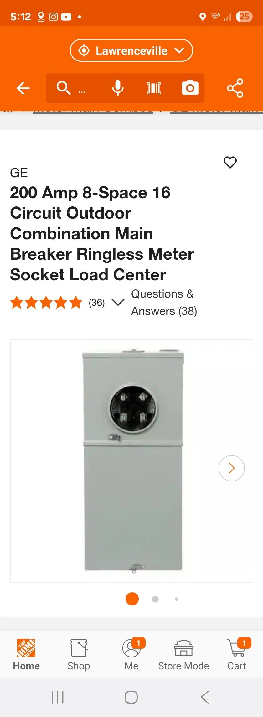 GE
200 Amp 8-Space 16 Circuit Outdoor Combination Main Breaker Ringless Meter Socket Load Center