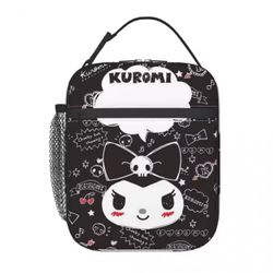  Kawaii Kuromi Insulated Lunch Bags for Camping Travel Food Waterproof Cooler Thermal Bento Box Women Children