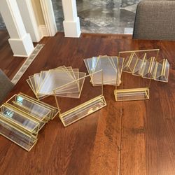 9 Gold Trim Clear Acrylic Picture Display Frames 5x7 Vertical & Horizontal 