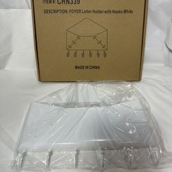 Wallniture Foyer Letter / Mail Holder With 6 Hooks White