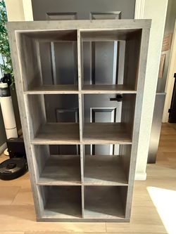 Gray Wood 8 Cube Storage Bookcase Shelving Unit