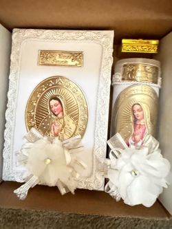 First Communion Bible and Candle Set in Spanish - Biblia y Vela de Primera comunión para niña