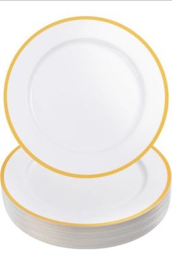12 Inch White Charger Plates with Gold Trim
