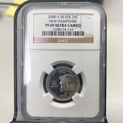 2000 S Silver 25c New Hampshire PF 69 Ultra Cameo NGC Graded