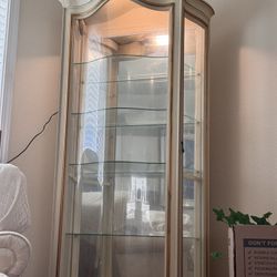 French Provincial Curio Cabinet – Cream & Gold Display Cabinet