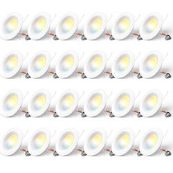 24 Pack 5/6 inch 5CCT LED Recessed
Lighting, Dimmable, 125 =100w, 950LM,
2700K/3000K/4000K/5000K/6000K Selectable,
Retrofit Can Lights with Baffle Tri