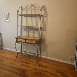 Bakers Rack with Diningroom Table And 6 Chairs