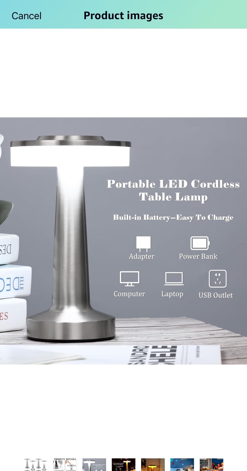 Set of 8 LED Portable Cordless Table Lamp with Touch Sensor 3 Color Stepless Dimming Rechargeable Battery up to 15 Hours Cordless Lamp Table Light Wir