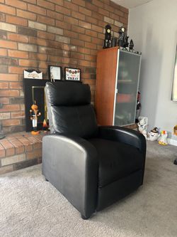 Black Faux-Leather Recliner