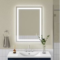 32 x 24 Touch Button Bathroom Mirror Switchable Color LED with Defogger 32x24