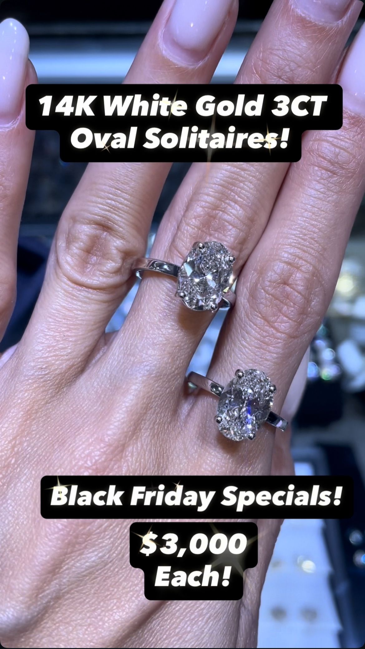 14K 3CT Oval Solitaire Lab Grown  Ring 