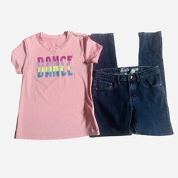 B’Gosh/ DSG Sz 10/12 girls 2 piece jeans/ shirt set