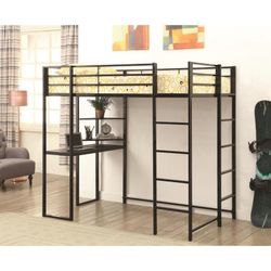 Black Twin Loft Bed with Desk & (2) Storage Shelves (NO CREDIT CHECK FINANCING AVAILABLE)