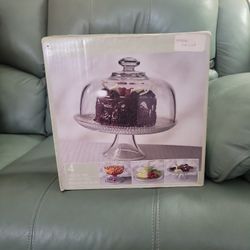 INDIANA GLASS CO 4 IN 1 CAKE PLATE
