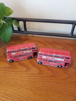 Reduced-Vtg Dinky Toys - Pair of Red Double-Decker Routemaster Buses 289 - Collectibles