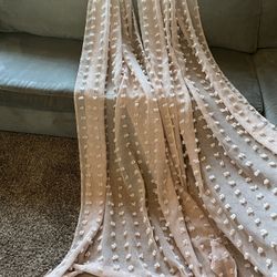 Light Pink Sheet Curtain Panels With Rod