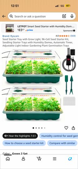 New seed starter kit  tray with grow light