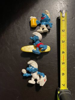 Vintage pvc Smurf figures toys surfer nurse beer