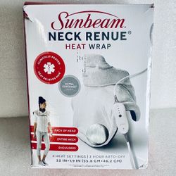 Open Box Sunbeam Contoured Heating Pad For Neck & Shoulder Pain Relief W/ Auto Shut Off,  22" x 19" Grey