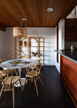 Pair of Bamboo and Glass Shelves