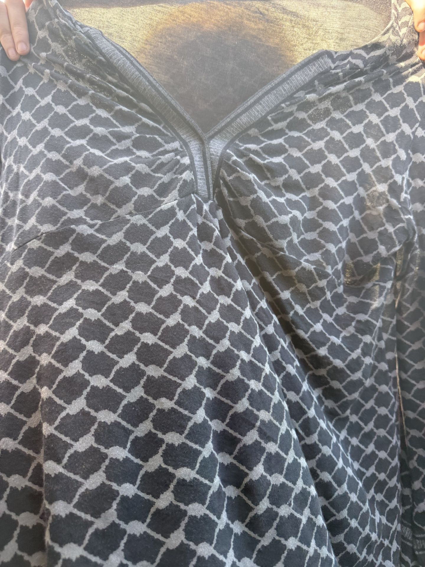 Elan Size M Boho Oversized Poncho Tunic Top Black Gray Geometric