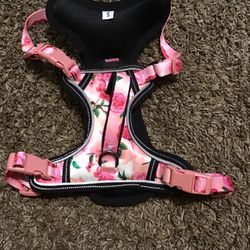 Small pink satin dog harness