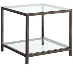 Coaster Trini 24 In. Black Nickel Rectangle Glass End Table With Lower Shelf