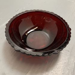 Vintage Ruby Red Glass Bowl Avon Glassware Dessert Decor Catchall Accent Art