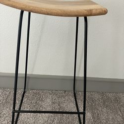 Metal and wooden counter, stool barstool