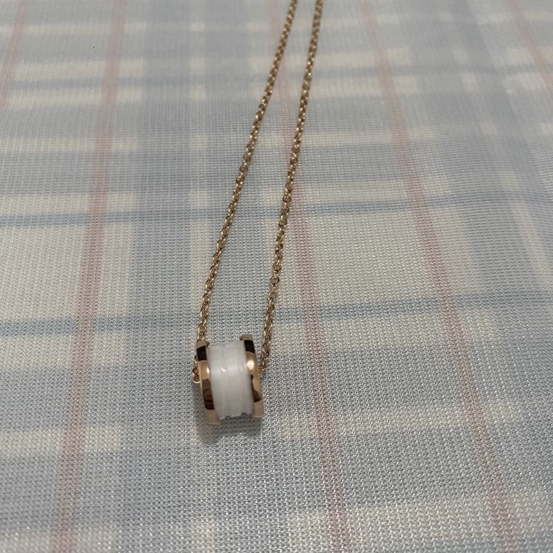 Bvlgari Gold Chain With Spiral White Ceramic Pendant Necklace
