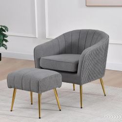 Mid Century Style Side Chair And Ottoman