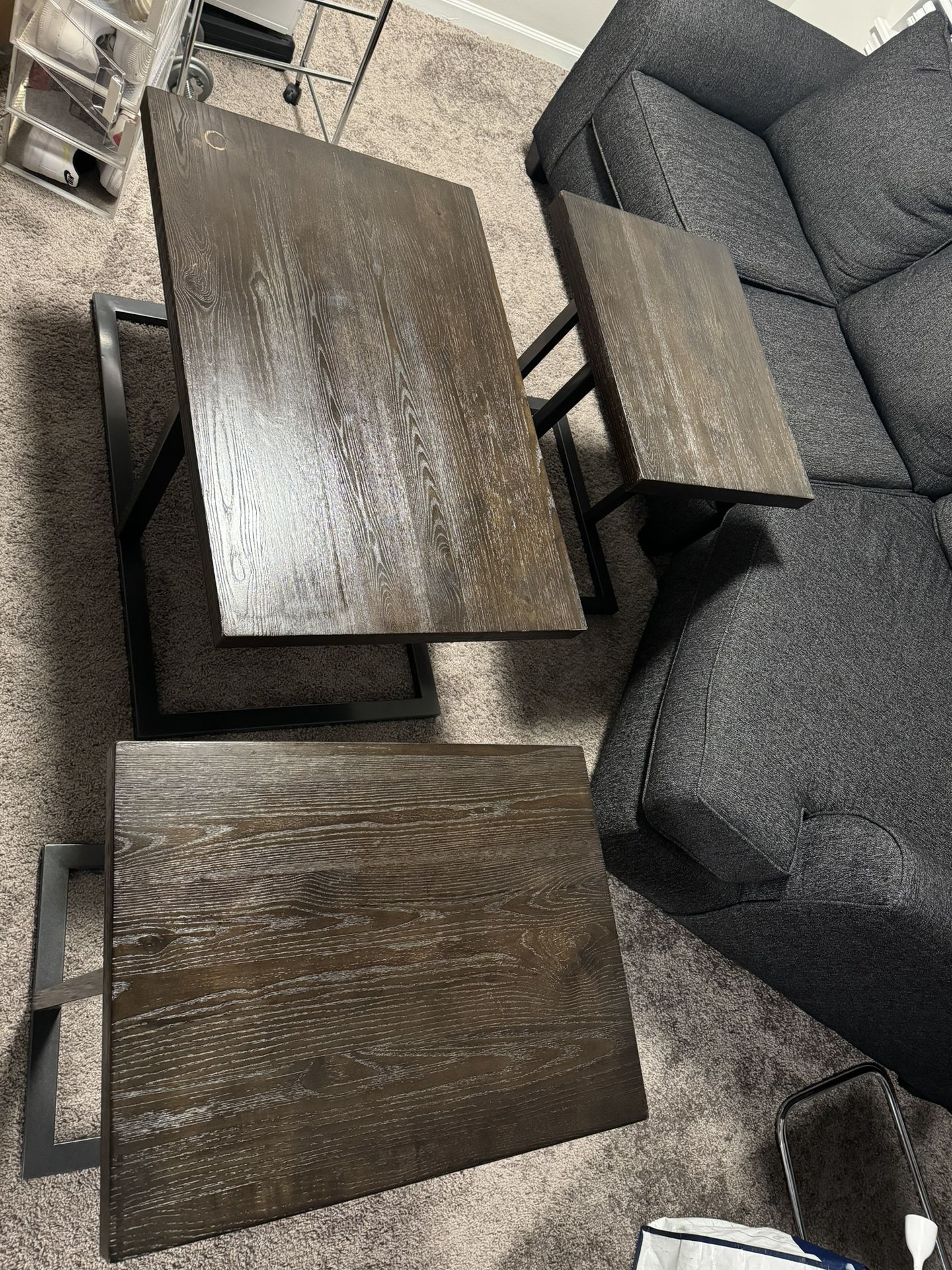 Brown Coffee Table With 2 Side Tables