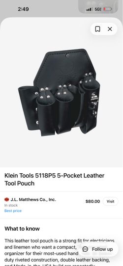 Klein Tools Pocket Leather Tool Pouch/ Linemen