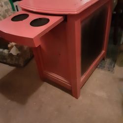 Pink And Black Side Table Withcup Holder $20.00 Cash Only (Serious Buyers)